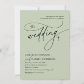 エレガントサージグリーンヴィンテージフローラ結婚ズ 招待状 (正面)