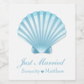 エレガントシェル航海のビーチ結婚たった今結婚しました ワインラベル (シングルラベル)