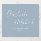 エレガントシグネチャースクリプトのダスティブルー結婚ズ ビールラベル (シングルラベル)