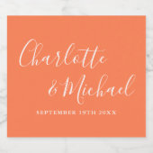 エレガントシグネチャースクリプト結婚コーラル スパークリングワインラベル (シングルラベル)