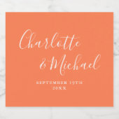 エレガントシグネチャースクリプト結婚コーラル ビールラベル (シングルラベル)