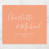 エレガントシグネチャースクリプト結婚桃 ビールラベル (シングルラベル)