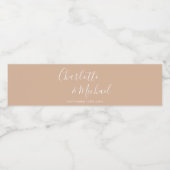 エレガントシグネチャースクリプトTan Taupe結婚の ペットボトルラベル (シングルラベル)