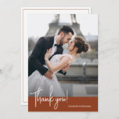 エレガントシックなテラコッタ結婚ズ サンキューカード (正面/裏面)