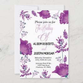 エレガントシックな水の色パープル王室のス結婚のカード 招待状