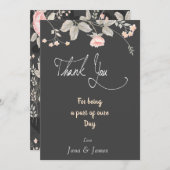 エレガントシックな水色フローラサンキューカード サンキューカード (正面/裏面)