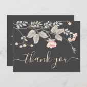 エレガントシックな水色フローラサンキューカード ポストカード (正面/裏面)