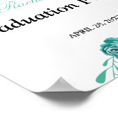 エレガントシックな水色ブルーフローラ卒業 ポスター (角)