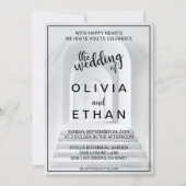 エレガントシックな白黒縁ど写真結婚s 招待状 (正面)