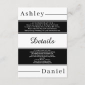 エレガントシックな黒と白のストライプ結婚のファンシーs エンクロージャーカード (正面)