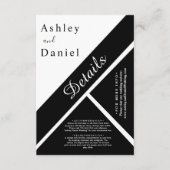 エレガントシックな黒と白ファンシーのモダン結婚s エンクロージャーカード (正面)