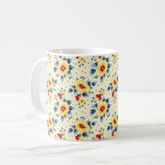 エレガントシックカラフルスタイリッシュフモダンァラ コーヒーマグカップ (正面左)