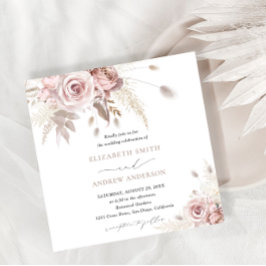 エレガントシックスタイリッシュダスティバラフローラ結婚ズ 招待状