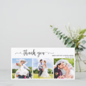 エレガントシックパーソナライズされた3結婚写真 サンキューカード (スタンド正面)
