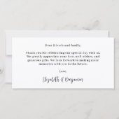 エレガントシックパーソナライズされた3結婚写真 サンキューカード (裏面)