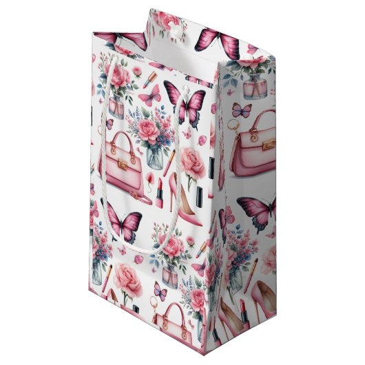 エレガントシックフェミニンピンクウォーター スモールペーパーバッグ (正面アングル)