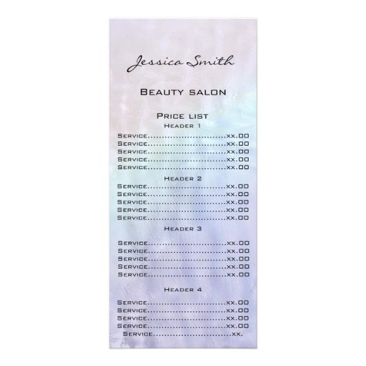 エレガントシックモダンな高級ホログラフィックメニューカード ラックカード (正面)