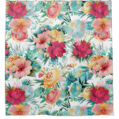 エレガントシックモダントロピカルウォーターフローラ シャワーカーテン (正面)