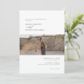 エレガントシックモダンホワイト結婚写真 招待状 (スタンド正面)