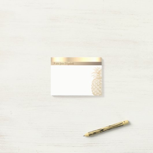 エレガントシックモダン金ゴールドパイナップルパーソナライズされた- ポストイット (デスク上)