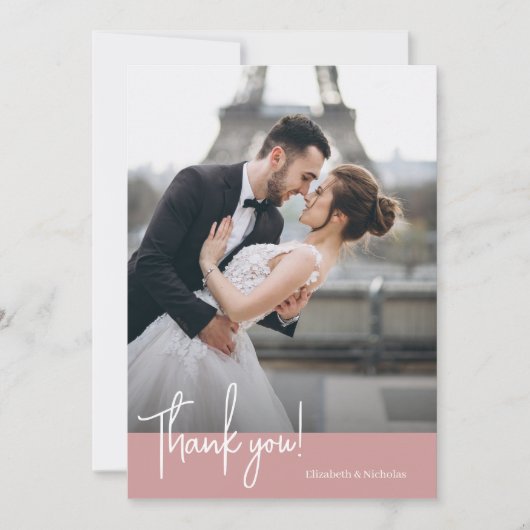 エレガントシック埃っぽいバラ結婚ズ サンキューカード (正面)