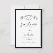 エレガントシック植物紋章モノグラ結婚ムSa セーブザデート (正面)