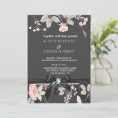 エレガントシック水カラーフローラ結婚カード 招待状 (スタンド正面)