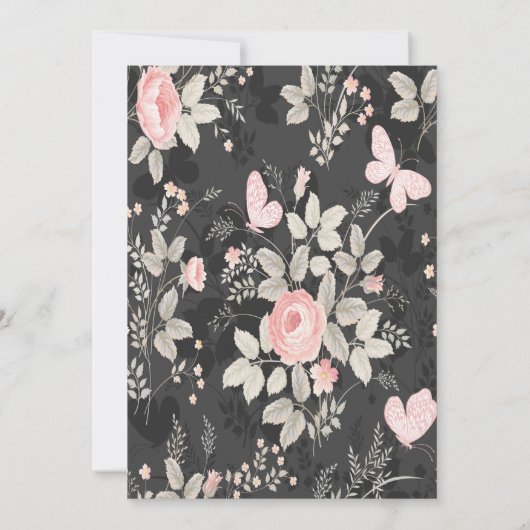 エレガントシック水カラーフローラ結婚カード 招待状 (裏面)