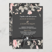 エレガントシック水カラーフローラ結婚カード 招待状 (正面/裏面)