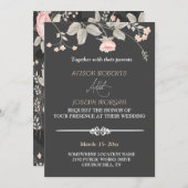 エレガントシック水カラーフローラ結婚カード 招待状 (正面/裏面)