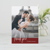 エレガントシック深いルビーレッド結婚ズ サンキューカード (スタンド正面)