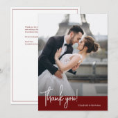 エレガントシック深いルビーレッド結婚ズ サンキューカード (正面/裏面)