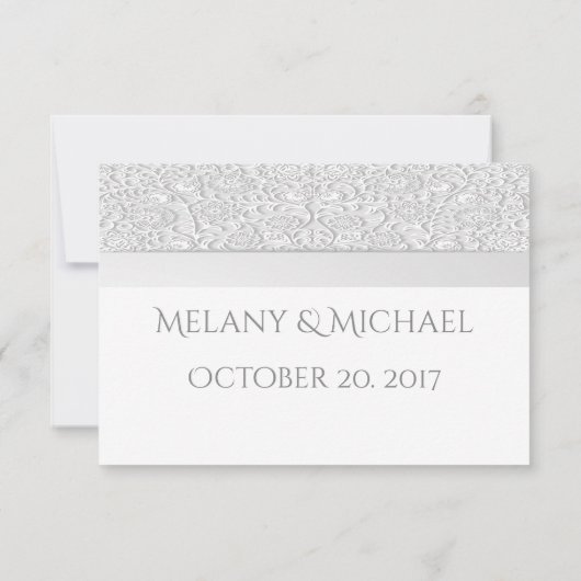 エレガントシック白モダンフローラ結婚のRSPV 出欠カード (裏面)