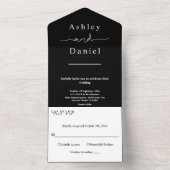 エレガントシック白黒モダンシンプル結婚の オールインワン招待状 (内側)