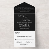 エレガントシック白黒モダンシンプル結婚の オールインワン招待状 (内側)