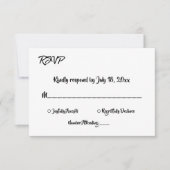 エレガントシック白黒モダンシンプル結婚の 出欠カード (正面)