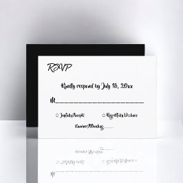 エレガントシック白黒モダンシンプル結婚の 出欠カード