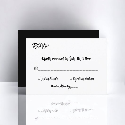 エレガントシック白黒モダンシンプル結婚の 出欠カード
