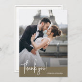 エレガントシック結婚ブラウン サンキューカード (正面/裏面)