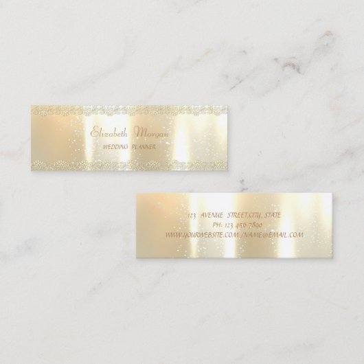 エレガントシック魅力的,フェイク金ゴールド,金ゴールドレース スキニー名刺 (正面/裏面)