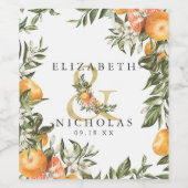 エレガントシトラオパーソナライズされたチャード結婚ズ ワインラベル (シングルラベル)