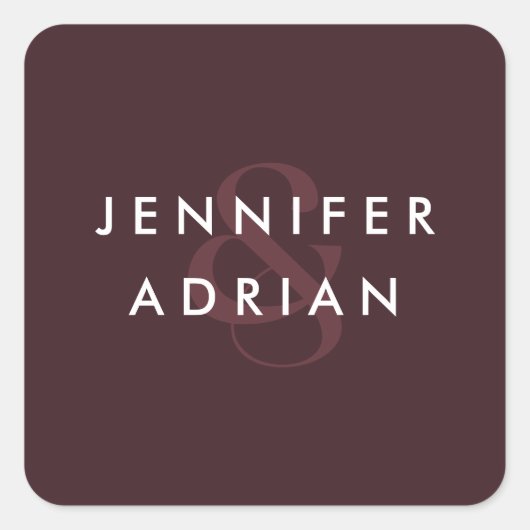 エレガントシミニマルル結婚ドモダンブラウン スクエアシール (正面)