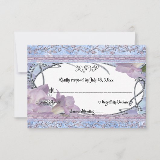 エレガントシャイ華美ーグリッターラグジュアリーフォーマルズ結婚ス 出欠カード (正面)