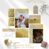 エレガントシャモダンンパーニュ金ゴールド結婚式招待状 招待状