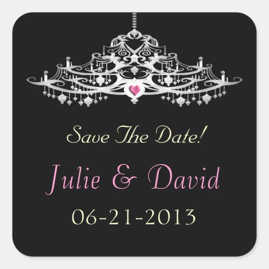 エレガントシャンデリア日付の保結婚存 スクエアシール (正面)