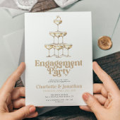 エレガントシャンパスタイリッシュンレトロ婚約パーティ 招待状