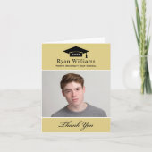エレガントシャンパパーソナライズされたン卒業写真 サンキューカード (正面)
