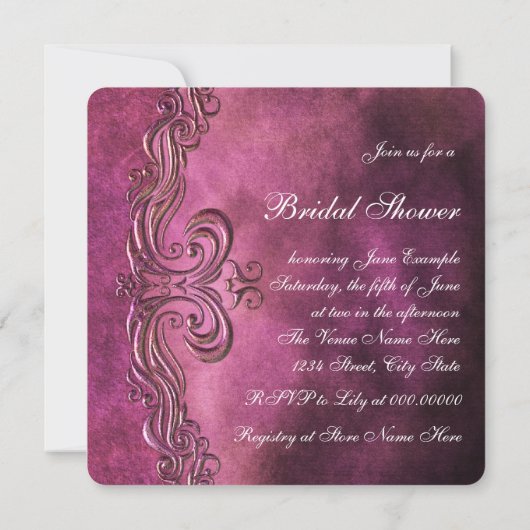 エレガントシャンパンとカップケーキブライダルシャワー 招待状 (裏面)