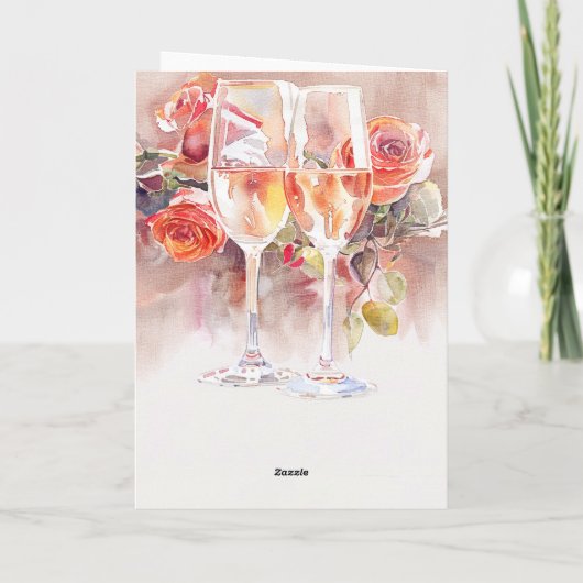 エレガントシャンパンとバラ婚約発表 カード (裏面)