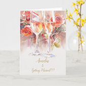 エレガントシャンパンとバラ婚約発表 カード (黄色い花)